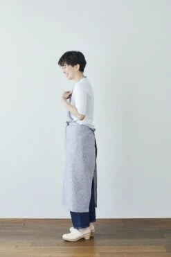 Fog Linen Work Full Apron Grey White Stripes -Fog Linen Work shop 000000000155 03 l