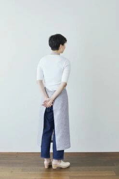 Fog Linen Work Full Apron Grey White Stripes -Fog Linen Work shop 000000000155 04 l