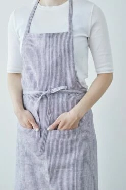 Fog Linen Work Full Apron Grey White Stripes -Fog Linen Work shop 000000000155 06 l