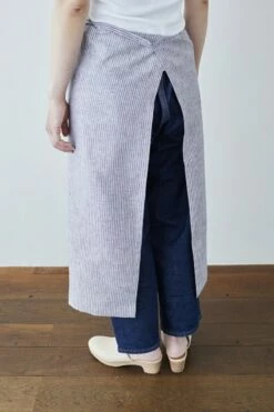 Fog Linen Work Full Apron Grey White Stripes -Fog Linen Work shop 000000000155 07 l