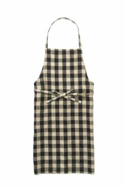 Fog Linen Work Linen Daily Apron Black Natural Checks