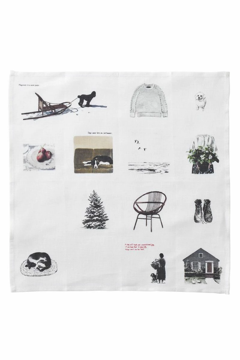 Fog Linen Work Linen Handkerchief Life With Dogs 4 Fog Linen Work Linen Handkerchief Life With Dogs - Image 2