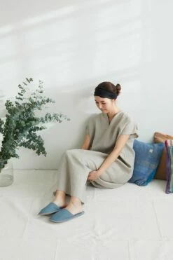Fog Linen Work 【new】 Linen Slippers Bluette -Fog Linen Work shop 000000005838 04 l