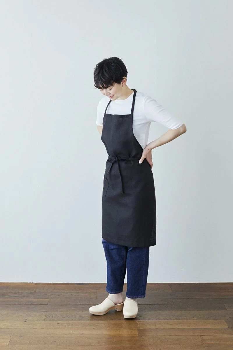Fog Linen Work 【new】 Linen Daily Apron Black 5 Fog Linen Work 【new】 Linen Daily Apron Black - Image 3