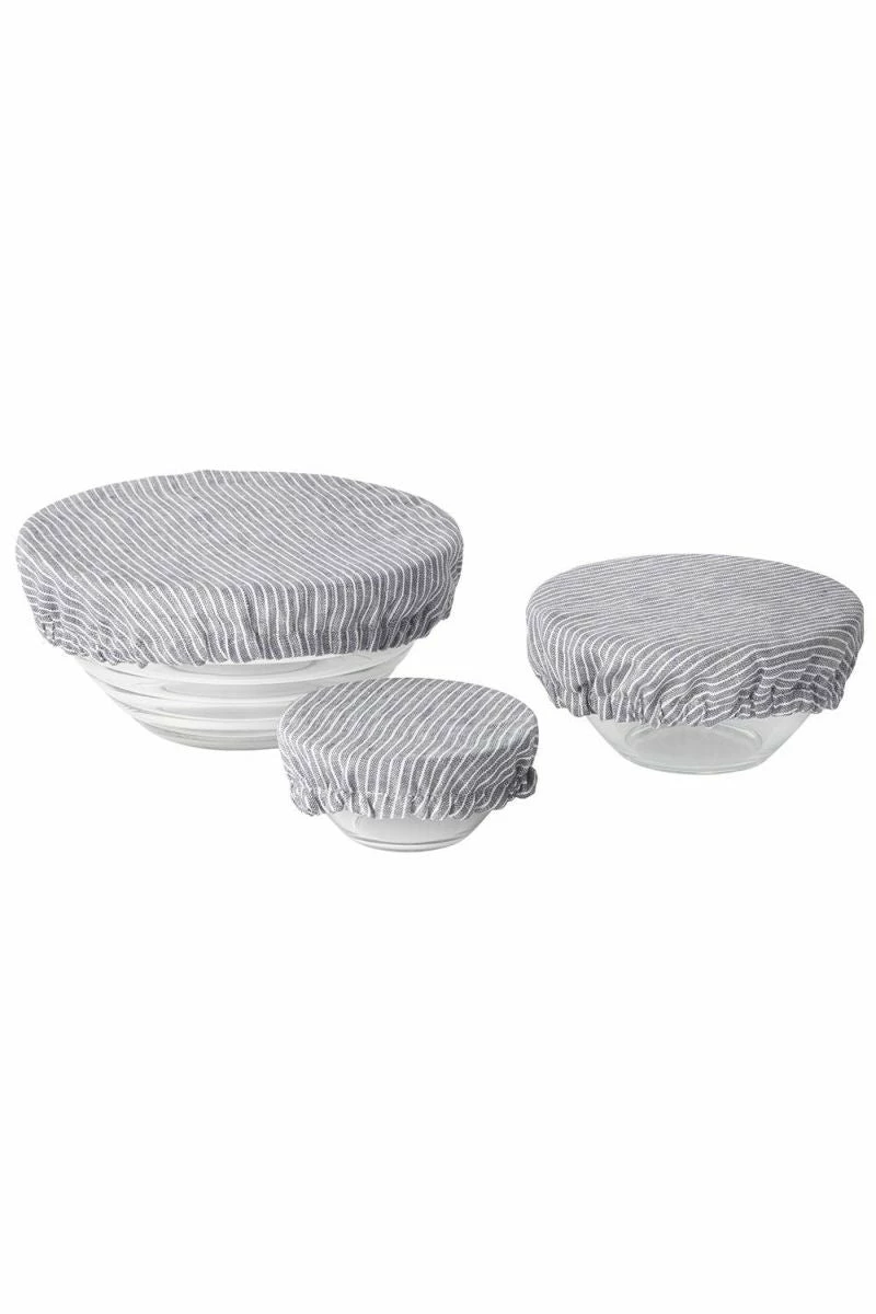 Fog Linen Work 【new】Linen Bowl Covers Sets Of 3 Grey White Stripes 5 Fog Linen Work 【new】Linen Bowl Covers Sets Of 3 Grey White Stripes - Image 3