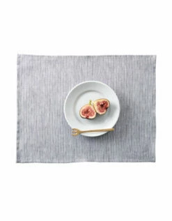Fog Linen Work Linen Placemat Grey White Stripes