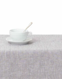 Fog Linen Work Linen Tablecloth Grey White Stripes -Fog Linen Work shop 139 2