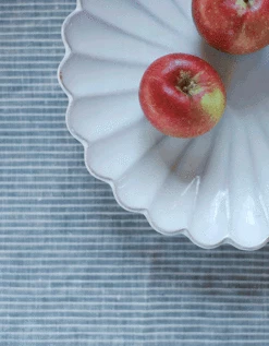 Fog Linen Work Linen Tablecloth Grey White Stripes -Fog Linen Work shop 145 2