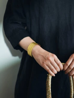 Fog Linen Work Brass (Wide) Bracelet Herringbone -Fog Linen Work shop 157991