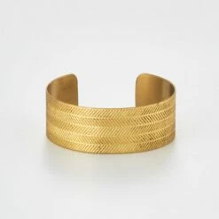 Fog Linen Work Brass (Wide) Bracelet Herringbone