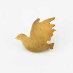Fog Linen Work Brass Brooch "Bird Thrush"