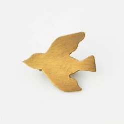 Fog Linen Work Brass Brooch "Bird Pigeon"