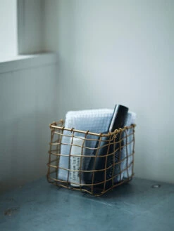 Fog Linen Work Square Brass Basket