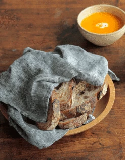 Fog Linen Work Linen Kitchen Cloth Herringbone Black -Fog Linen Work shop 46 2