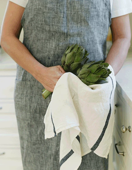 Fog Linen Work Thick Linen Kitchen Cloth White Navy 4 Fog Linen Work Thick Linen Kitchen Cloth White Navy - Image 2