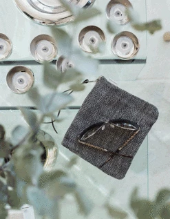 Fog Linen Work Canna Pouch Herringbone Medium