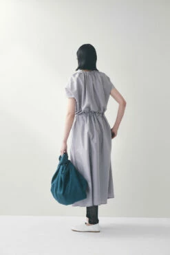 SilkCotton DATTA Dress SILVER 9 SilkCotton DATTA Dress SILVER -Fog Linen Work shop FJW030 SIL 3