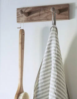 Fog Linen Work Chambray Linen Towel M "Natural White Stripes"