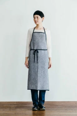 Fog Linen Work Piping Apron Toothhound Checks -Fog Linen Work shop LKA117 BKCHE m 01 dl