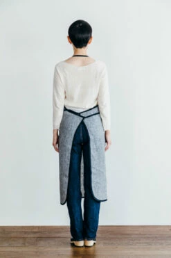 Fog Linen Work Piping Apron Toothhound Checks -Fog Linen Work shop LKA117 BKCHE m 02 dl