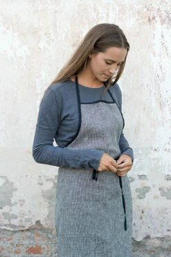 Fog Linen Work Piping Apron Toothhound Checks -Fog Linen Work shop LKA117 BKCHE m 05 dl