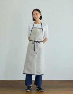 Fog Linen Work Piping Apron Natural -Fog Linen Work shop LKA117 N m 01 dl