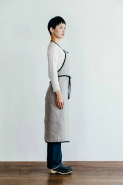 Fog Linen Work Piping Apron Natural -Fog Linen Work shop LKA117 N m 02 dl