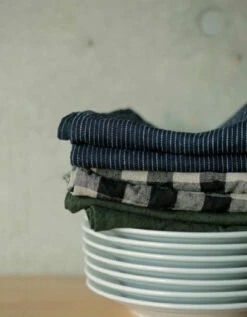 Fog Linen Work Thick Linen Kitchen Cloth Dark Green -Fog Linen Work shop LKC091 608 m 02 dl
