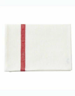 Fog Linen Work Thick Linen Kitchen Cloth White Red Stripe