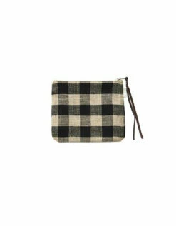 Fog Linen Work Canna Pouch Black Natural Check Medium