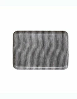 Fog Linen Work Linen Tray M Grey White Stripes