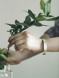 Fog Linen Work Brass Silver Plated (S) Bracelet Herringbone