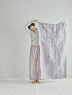 Fog Linen Work Chambray Linen Towel L "Grey"