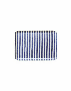 Fog Linen Work Linen Tray M Blue White Stripes